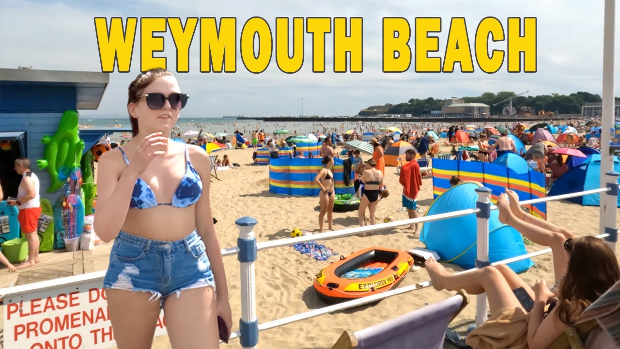 🏖🇬🇧 England Beach Walk, Weymouth Beach (Sunday 14 August 2022),  4K UK Beach Walk