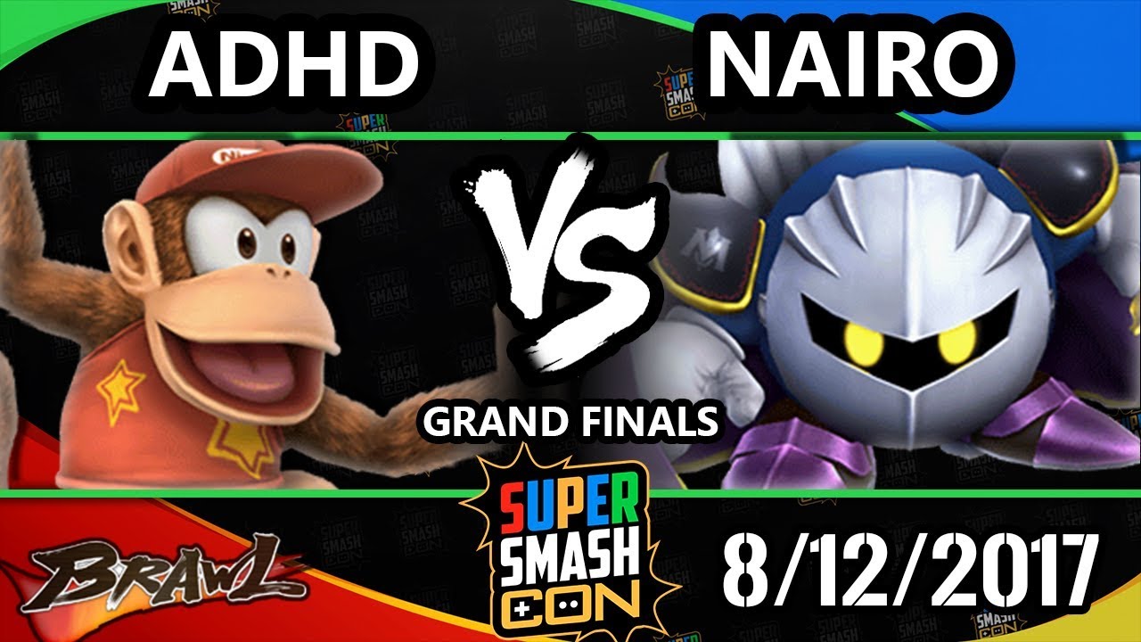 Smash Con 2017 Brawl - ADHD (Diddy Kong) Vs. NRG | Nairo (Metaknight) SSBB GF