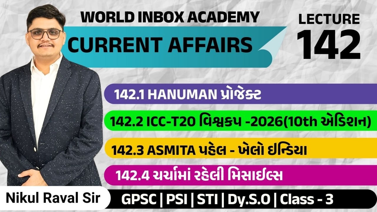 Current Affairs 2026 | Part - 142 | Lecture By Nikul Raval Sir | World Inbox Academy