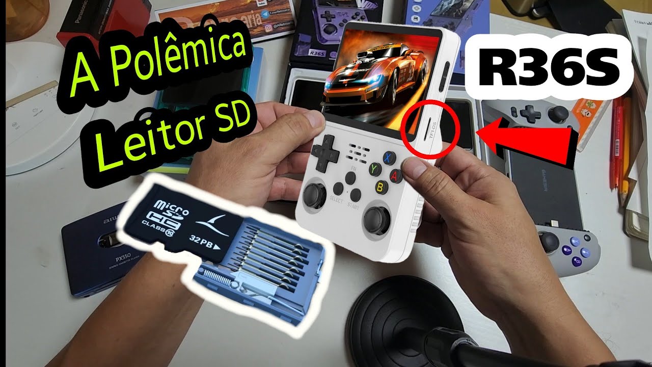 R36S a POLÊMICA do leitor de Cartão Micro SD Salve seu console