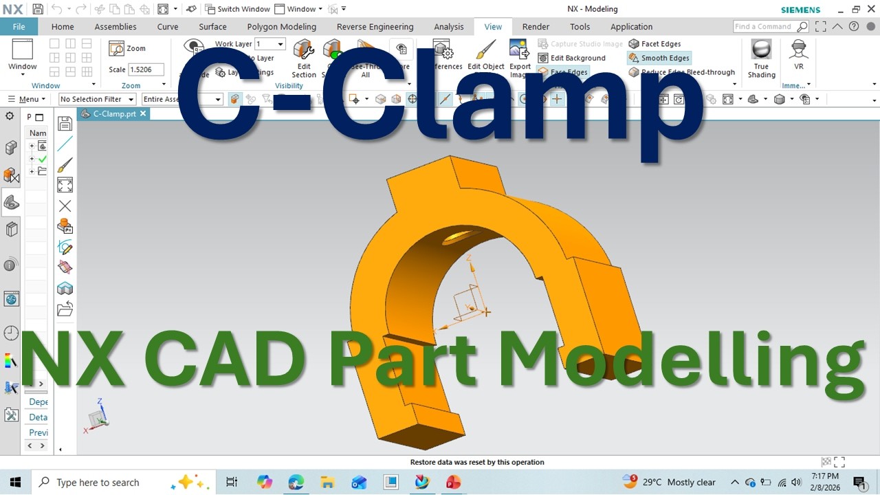 C-Clamp Basic 3D Part Modelling using NX CAD