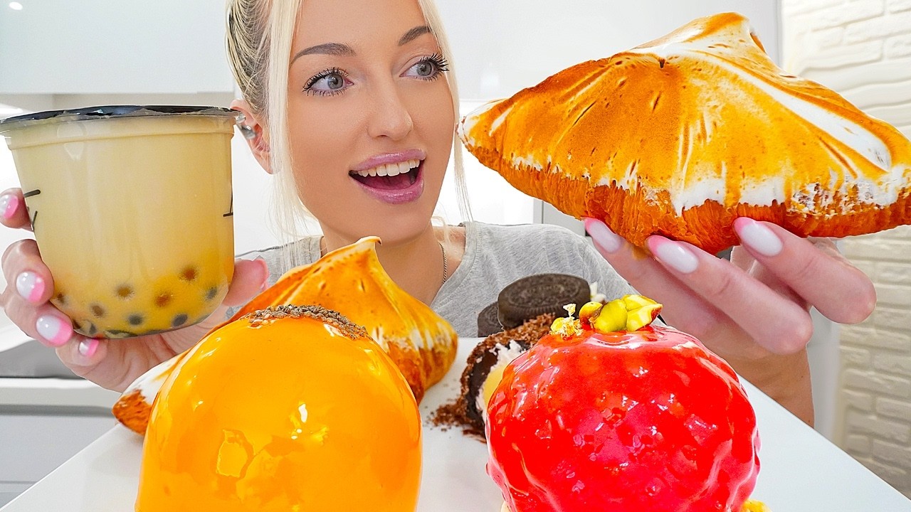 ASMR EATING CHOCOLATE CAKE, CROISSANT, BUBBLE TEA, MOUSSE CAKE, DESSERT, MUKBANG, 과일 케이크 먹방