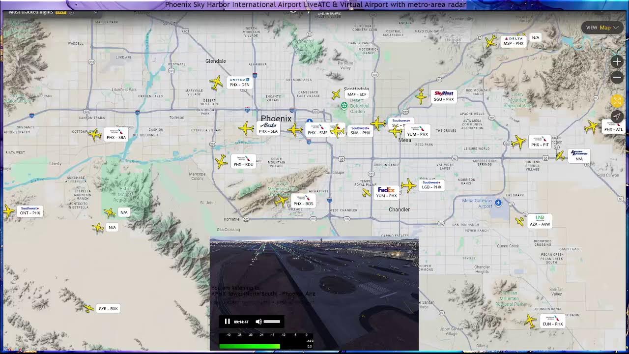 Phoenix Sky Harbor International Airport LiveATC & Virtual Airport with metro-area radar