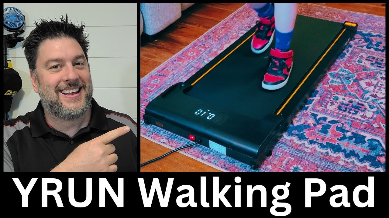 YRUN walking pad reviewed. Under the desk, compact treadmill