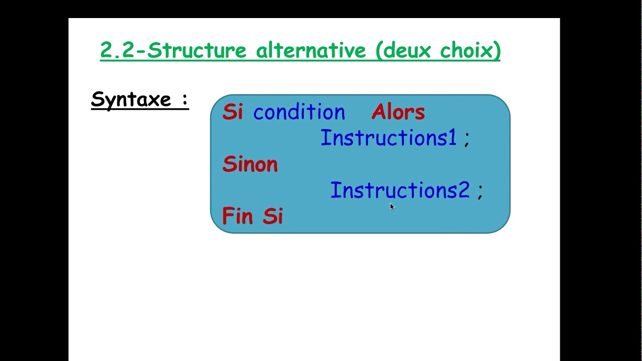 Module 3 : Algorithme chapitre 2: Structure de contrôle de base