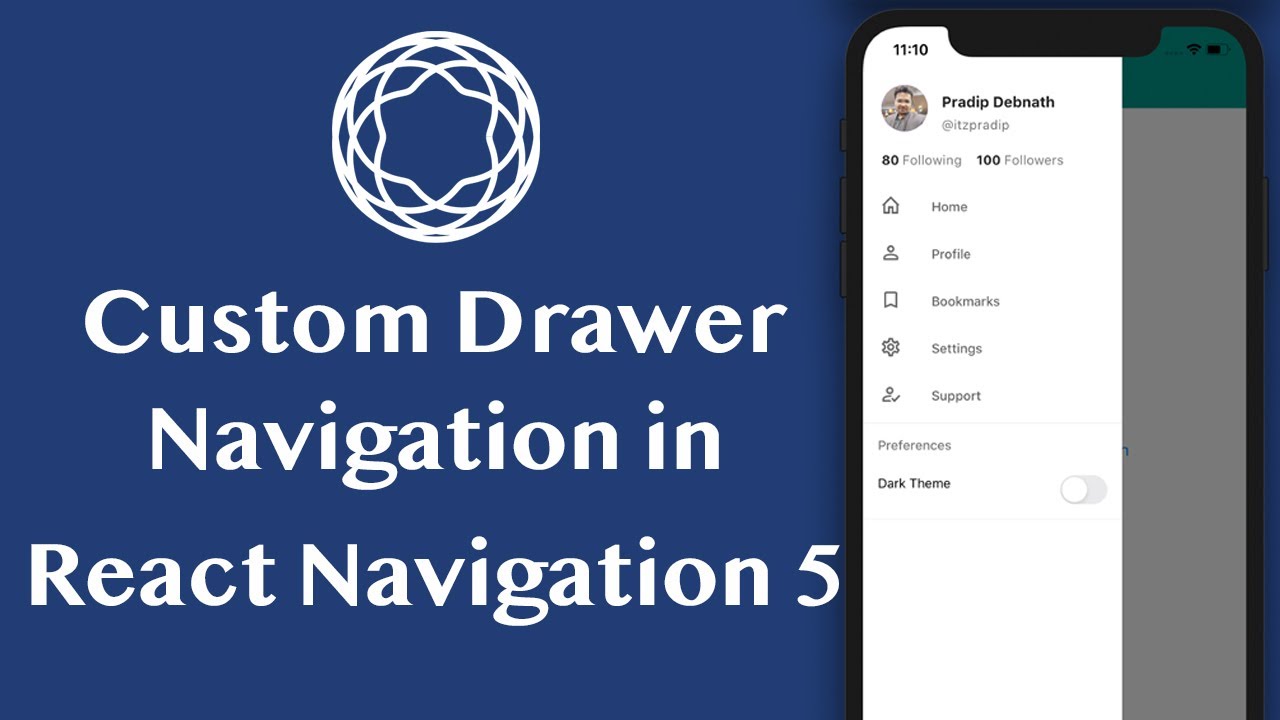 Custom Drawer Navigator in React Navigation v5 Tutorial