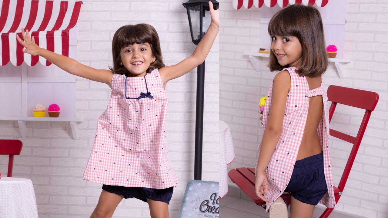 Vestido abierto en espalda. REVISTA PATRONES INFANTILES n&ordm; 15