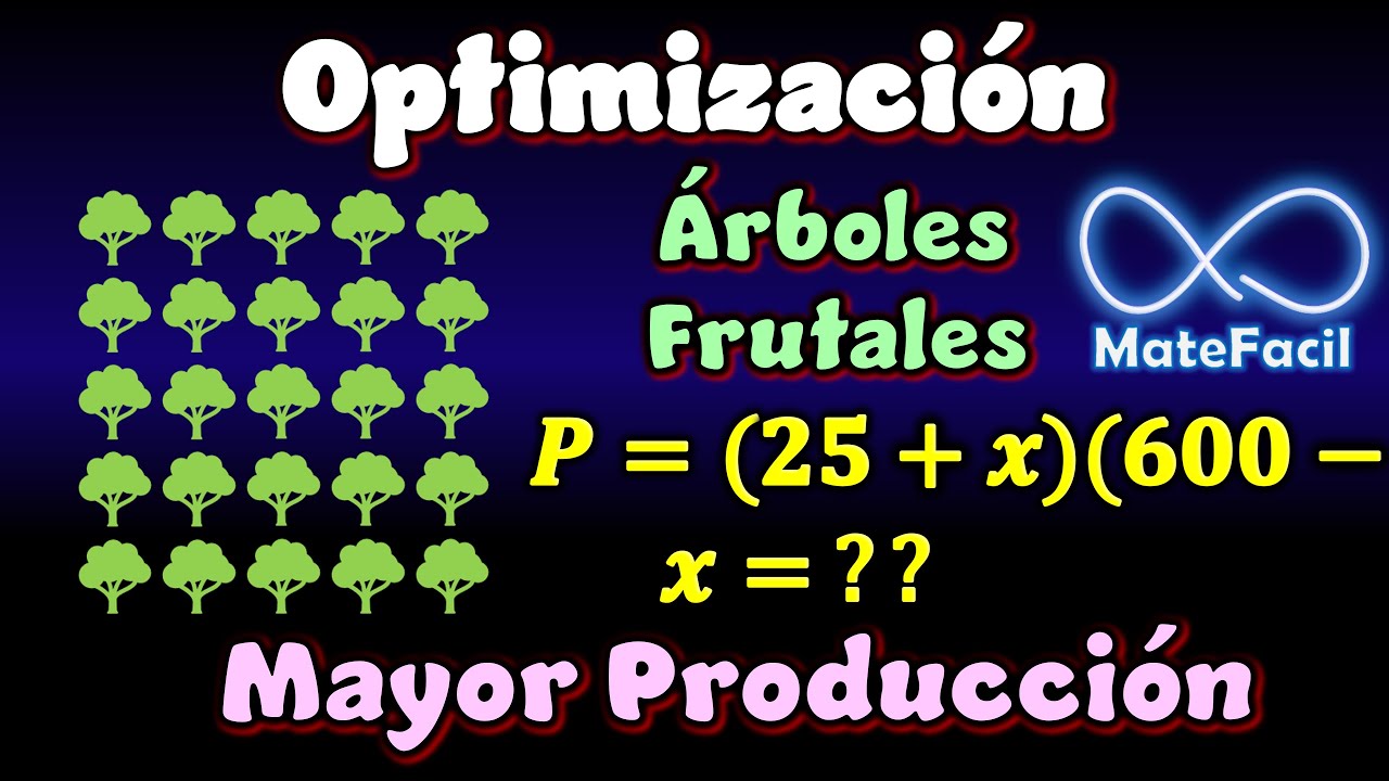 Optimización, máximos y mínimos usando derivadas: Cantidad de árboles para mayor producción