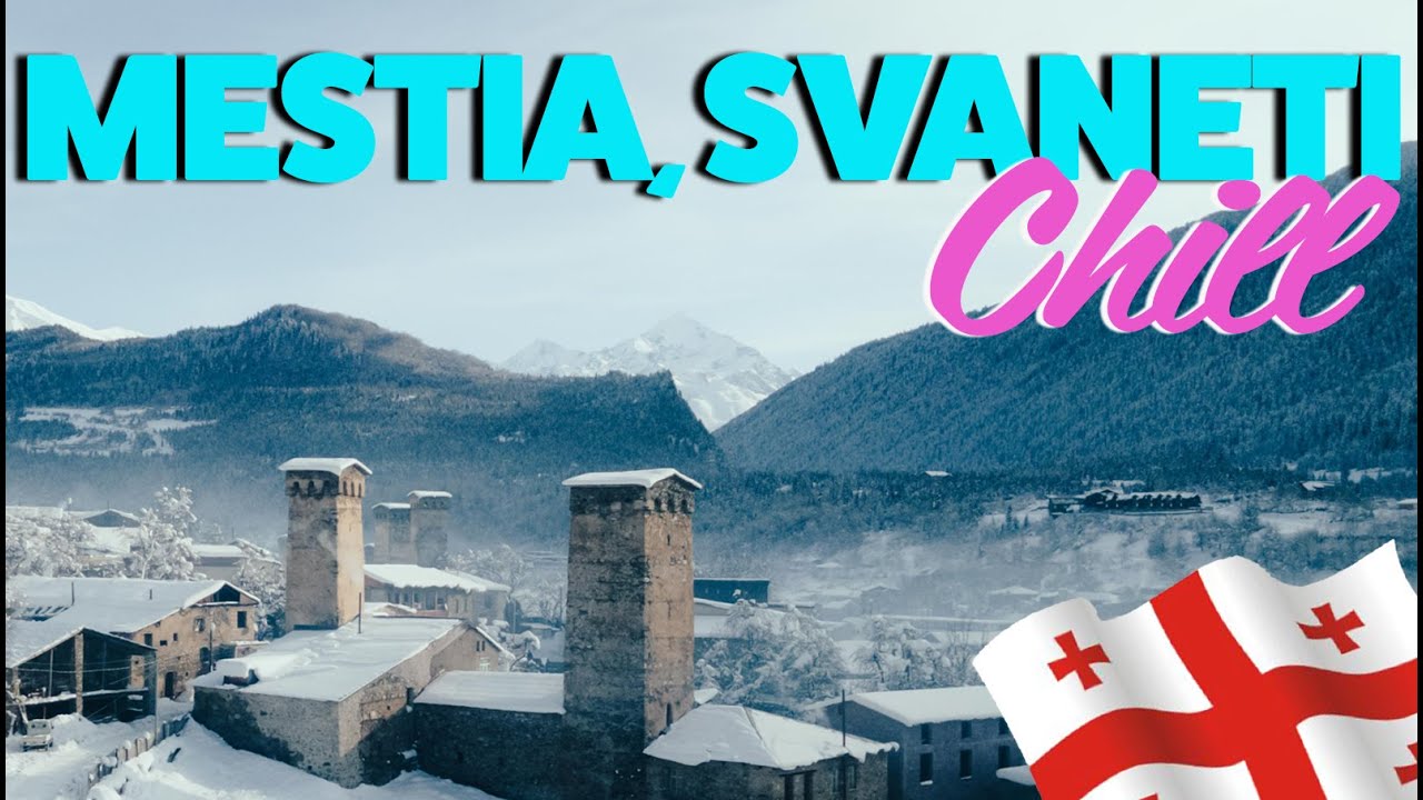 Mestia, Georgia - chill out, relaxing drone footage of a magnificent winter wonderland