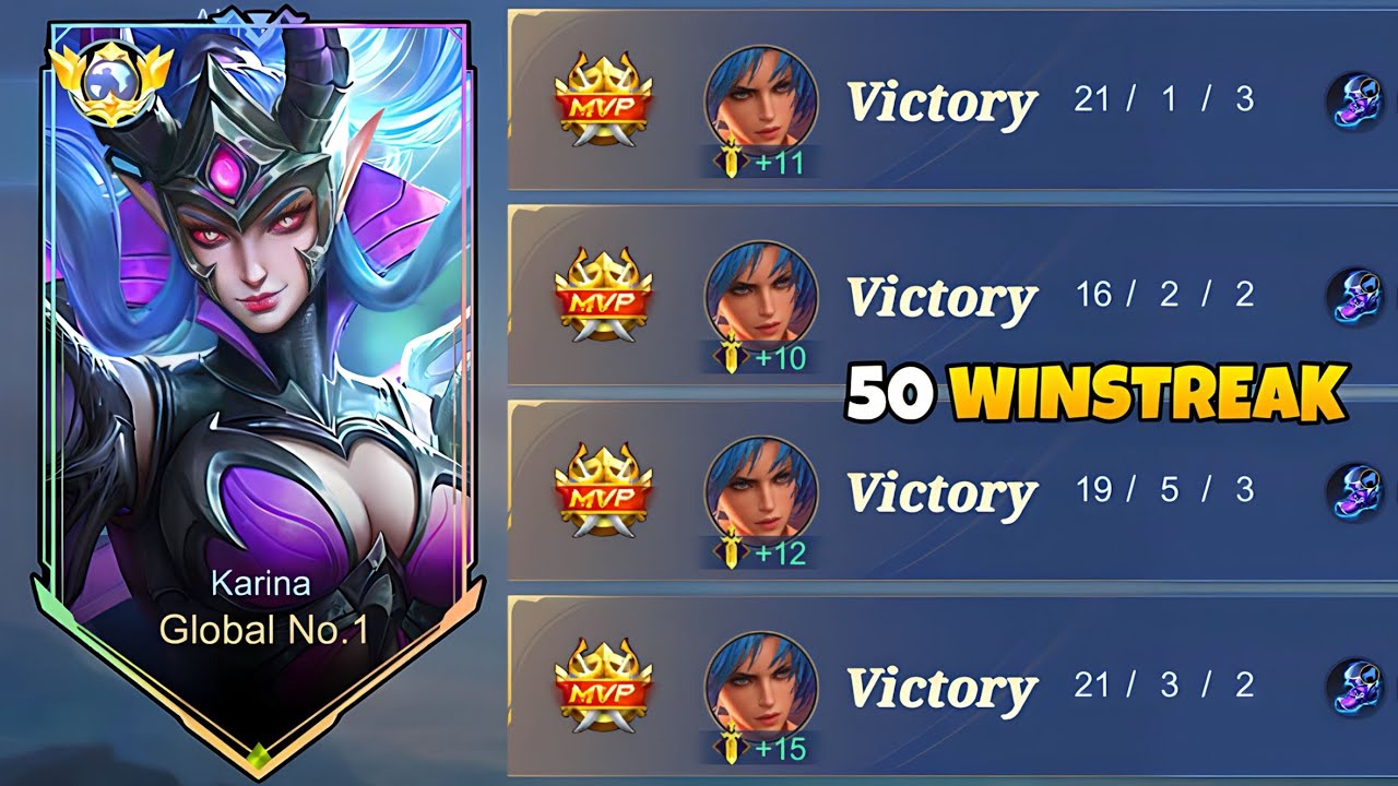 GLOBAL KARINA 1 HIT BUILD AUTOWINSTREAK?! (karina best build 2023) MLBB