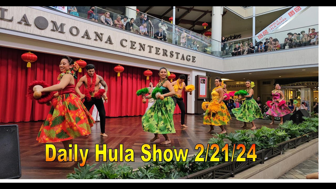 [4K] Daily Hula Show on 2/21/24 at Ala Moana Centerstage in Honolulu, Oahu, Hawaii
