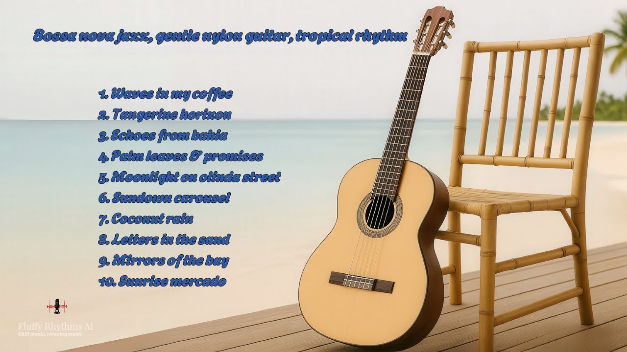 Version 2 | Bossa nova jazz, gentle nylon guitar, tropical rhythm : Fluffy Rhythms AI