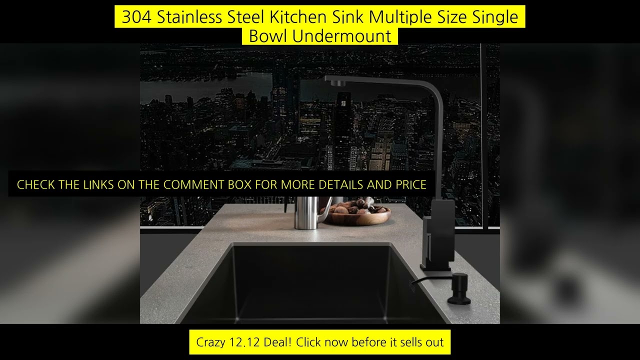 304 Stainless Steel Kitchen Sink Multiple Size Single Bowl Undermount Basin