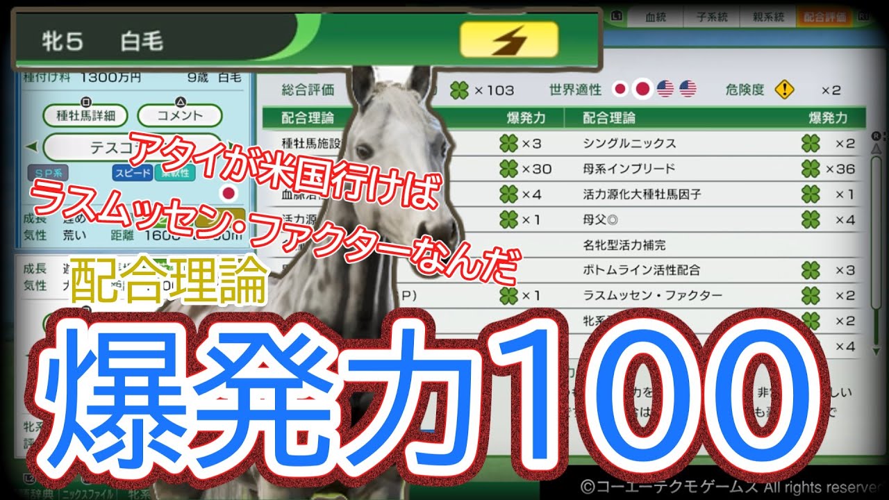 【ウイポ10 2025】爆発力100配合理論『春嵐＋春雷＝雷嵐配合の使い方』牝系特性を受け継ぐラスムッセン・ファクター！