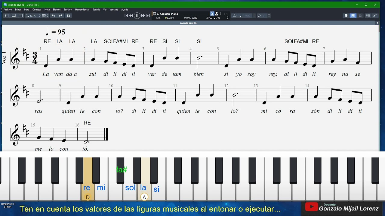 lavanda azul - partitura en RE Mayor