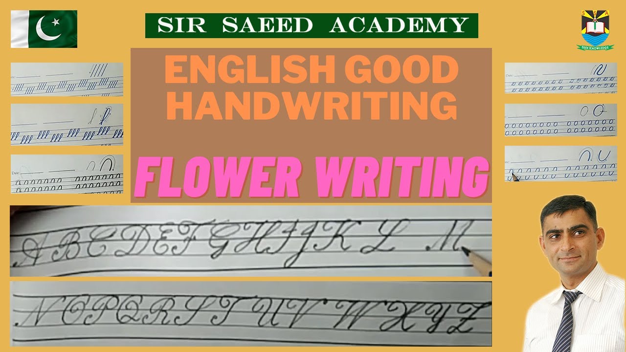 English Cursive Alphabets || English Cursive Writing | English #Flower Writing | Sir Saeed Academy