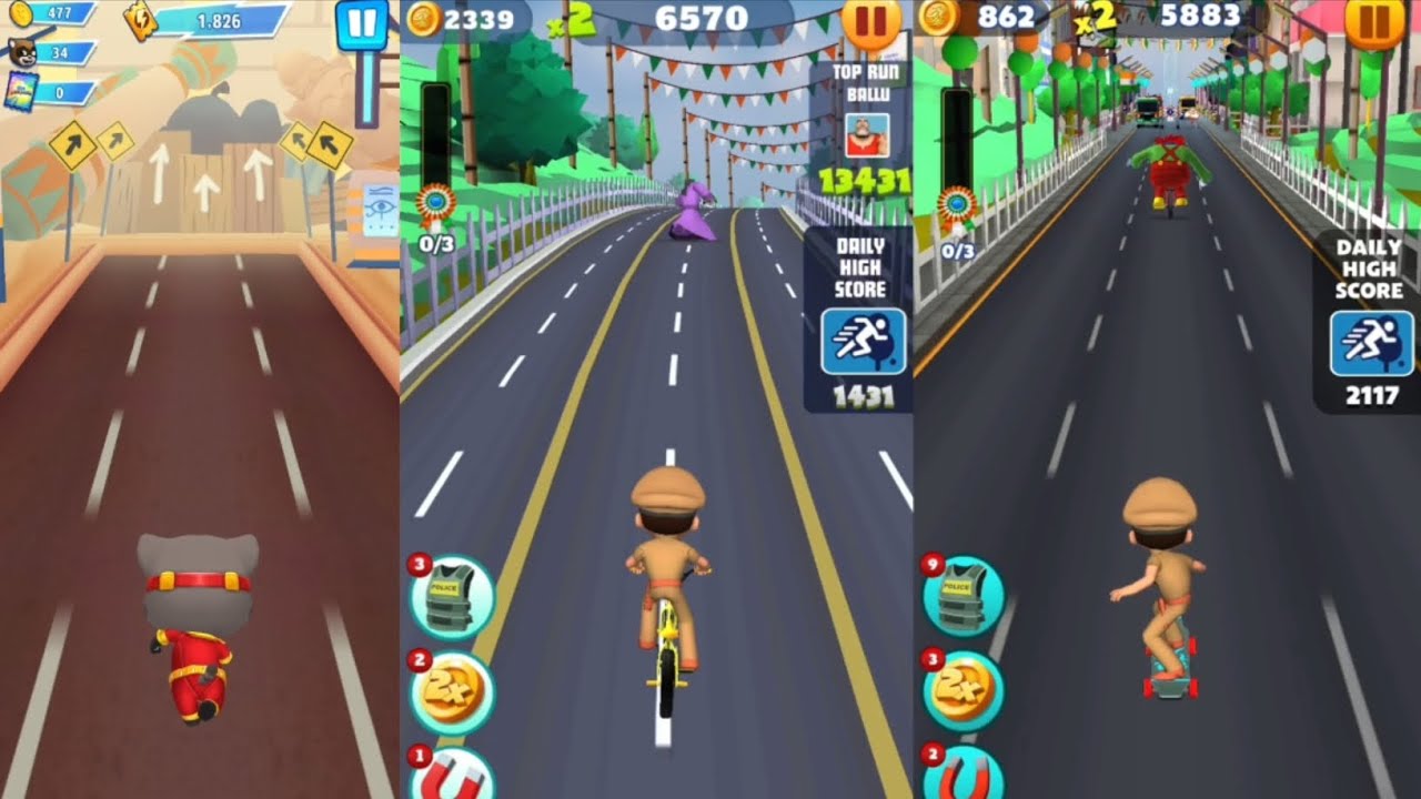 Talking Tom Hero Dash 🆚 Little Singham Cycle Race 🆚 Little Singham Super Skater New Update Gameplay🎮