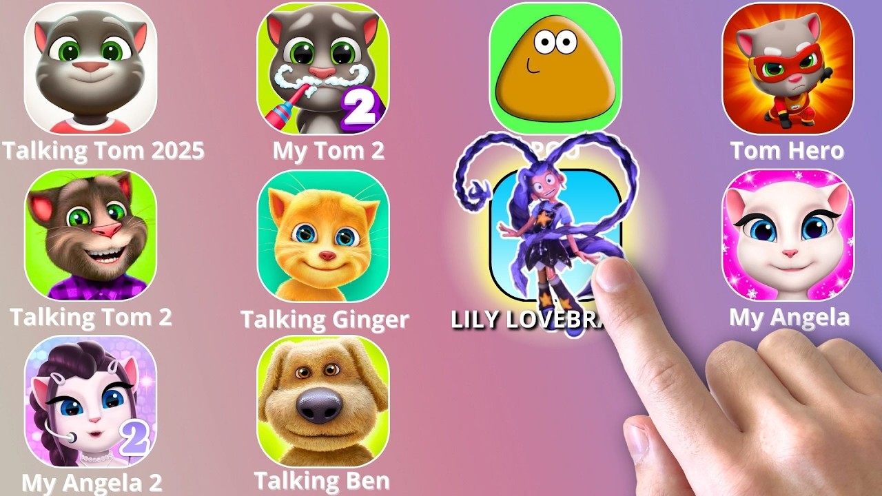 Talking Ben,LILY LOVEBRAIDS,Poppy Playtime 5,Roblox,POU,My Talking Tom,Talking Ginger,Talking Angela