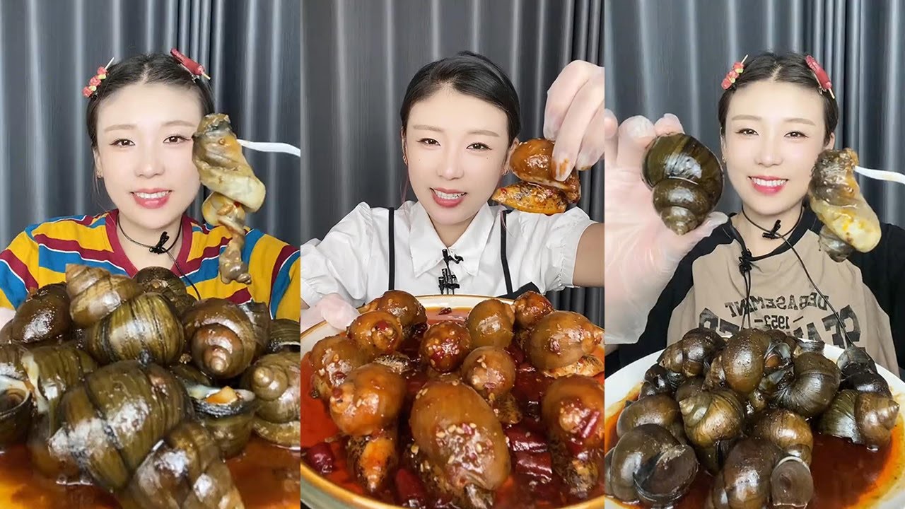 【XueYan Mukbang】Spicy stir fried snails+spicy abalone snails🐚🧄🌶#Seafood#asmr#yummy