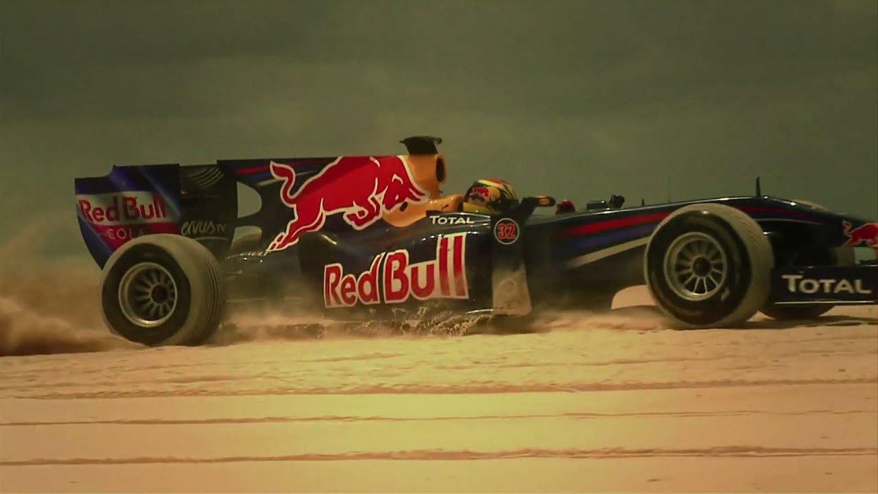Red Bull F1 car drives on sand!