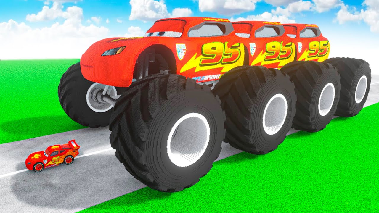 McQueen Transforming to GIANT TRIPLE MCQUEEN BIGFOOT BTR in Teardown!