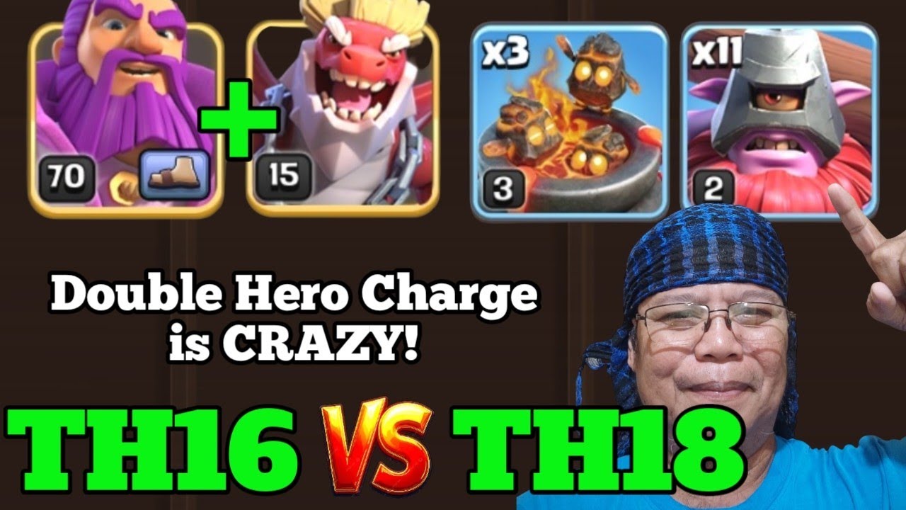 GENIUS Trick, Th16 vs Th18: Warden + 3X furnace  + Duke Charge + 11X thrower is OP (Clash Of Clans)