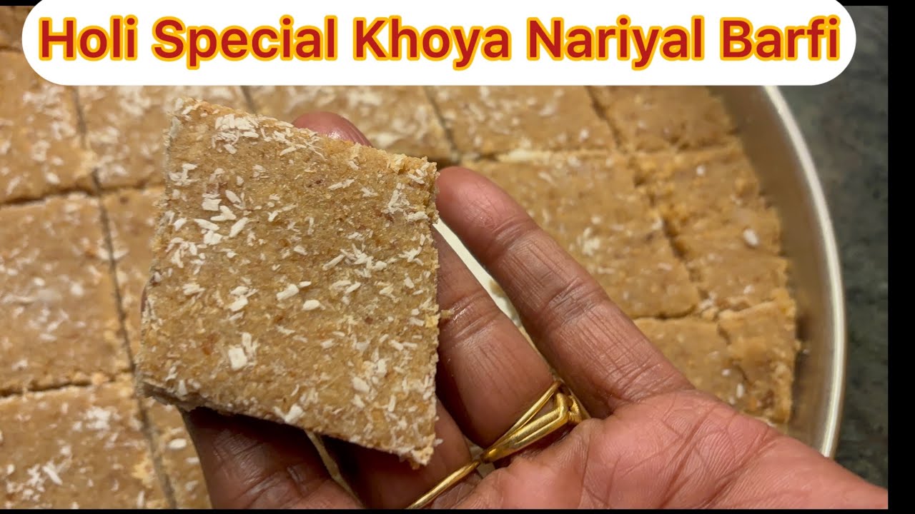Holi Special Khoya Nariyal Barfi #barfi #nariyal #mawa #holispecial #khoya #mithai #sweetdish 