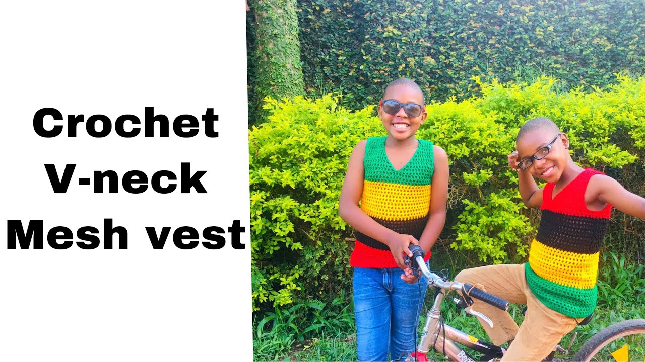 How to crochet V-neck mesh vest tutorial
