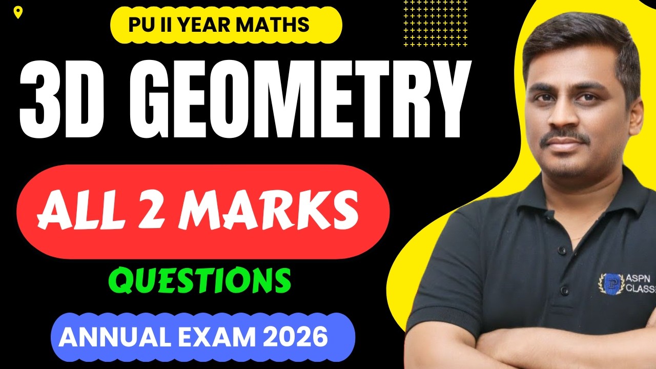 2nd PU MATHS 3D CHAPTER ALL 2 MARKS IMPORTANT QUESTIONS 2026 || 3 D GEOMETRY 2 MARKS QUESTIONS