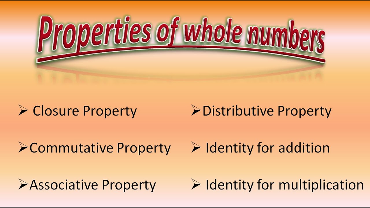 Properties of Whole numbers, Closure/Commutative/Associative/Distributive/Identity, #mathematics