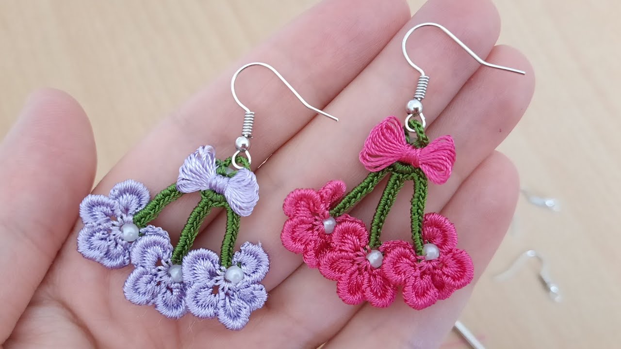 89 . HERKES OYASINI YAPAR BEN KÜPE YAPTIM #FISTIK #OYASI #ÇİÇEK #KÜPE YAPIMI #TIĞ #ÖRGÜ #HANDMADE