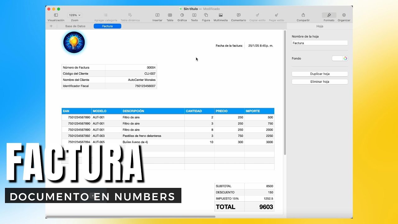 Cómo Crear Factura en Numbers