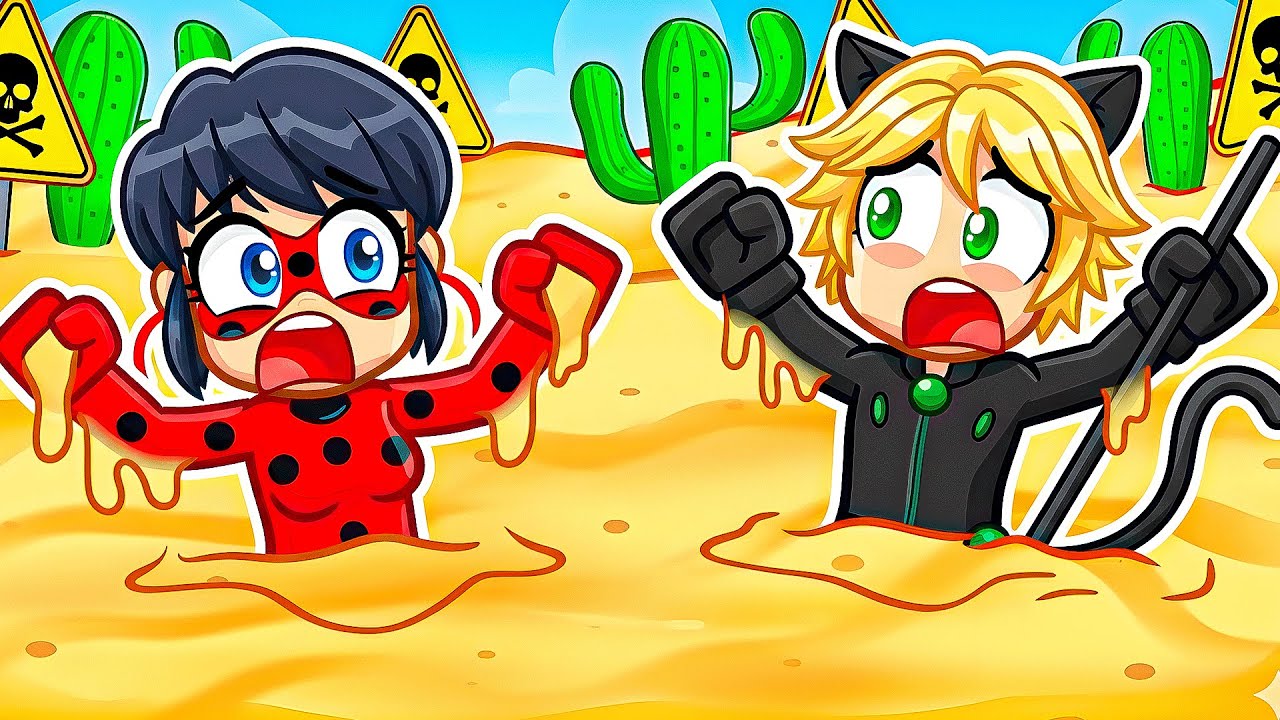 LADYBUG E CAT NOIR CAIRAM NA AREIA MOVEDIÇA!