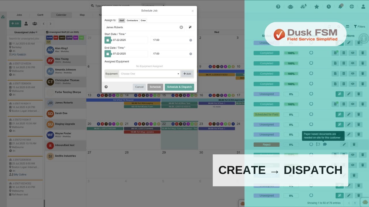 Field Service Workflow, Create and Dispatch Your First Job