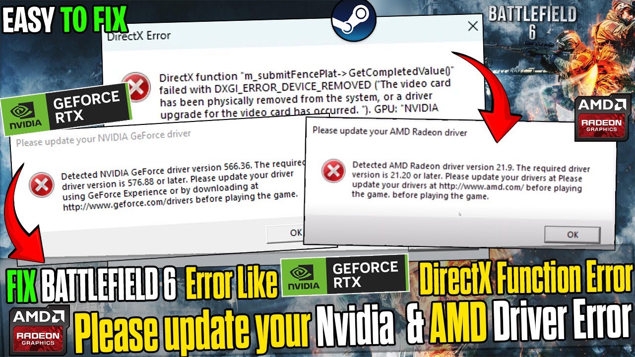 Fix Battlefield 6 🛠️ Please Update Your AMD, NVIDIA Driver | DirectX Function Error Issues on PC ✅