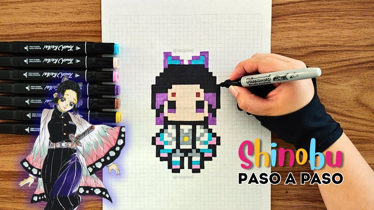 Como pintar a SHINOBU de KITMETSU NO YAIBA en PIXEL ART – Tutorial paso a paso #pixelart #shinobu