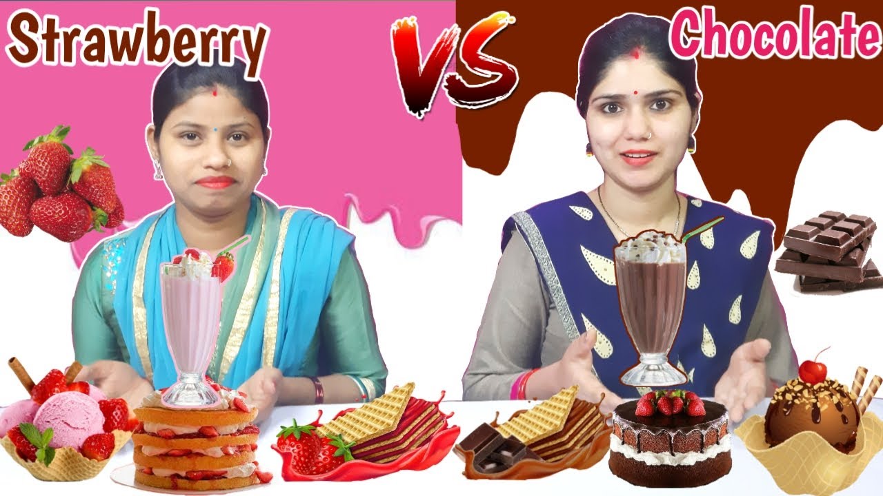 🍓STRAWBERRY vs 🍫CHOCOLATE Food Challenge | First Indian To Do This Challenge| Food Challenge
