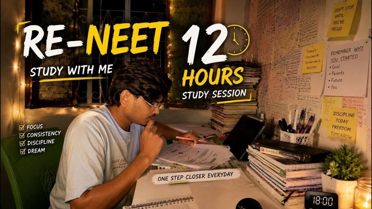 6DaysLeft,Ep:1~12Hrs+ LIVE STUDY WITH ME\\ ReNEET2026.🔥🥼🩺.#pw #neet2026 #reneet2026