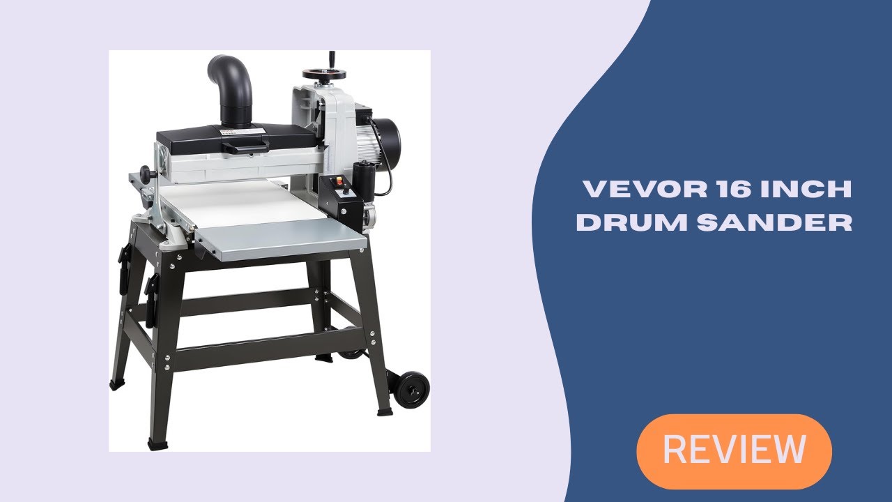 Шлифовальный станок VEVOR с барабаном 16 дюймов, подставкой и удлинительными столами для деревооб...