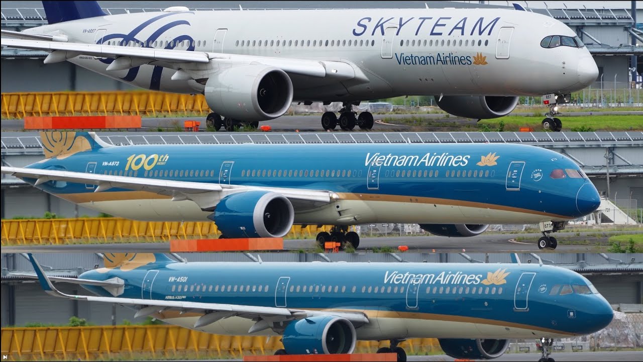 Vietnam Airlines A321neo B787-10 A350 Takeoff from Narita 16R | VN-A897 VN-A501 VN-A873 | Sky Team |