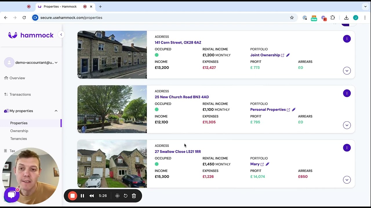 Hammock Demo for Accountants | Property Accounting Software for Landlords (MTD Ready)