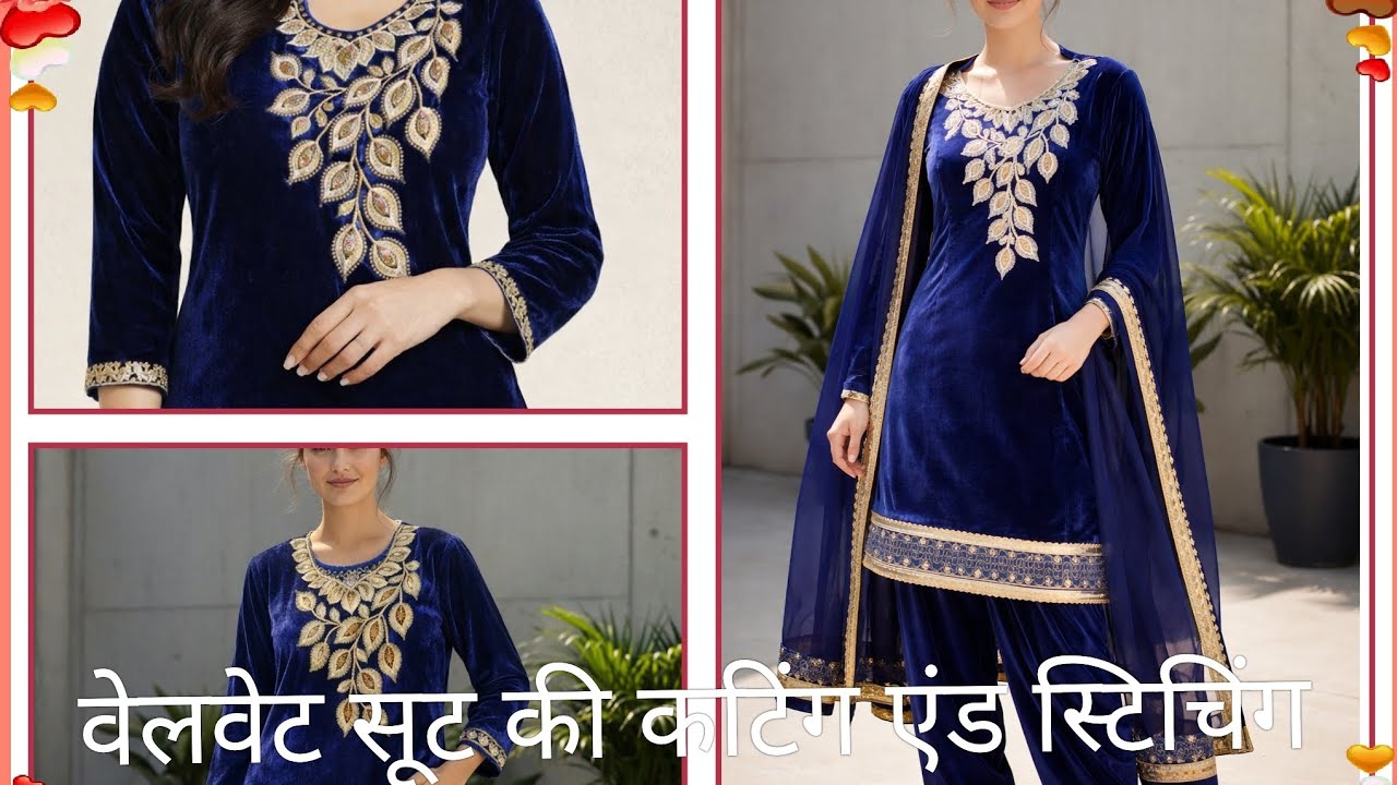 Velvet suit ki cutting and stitching