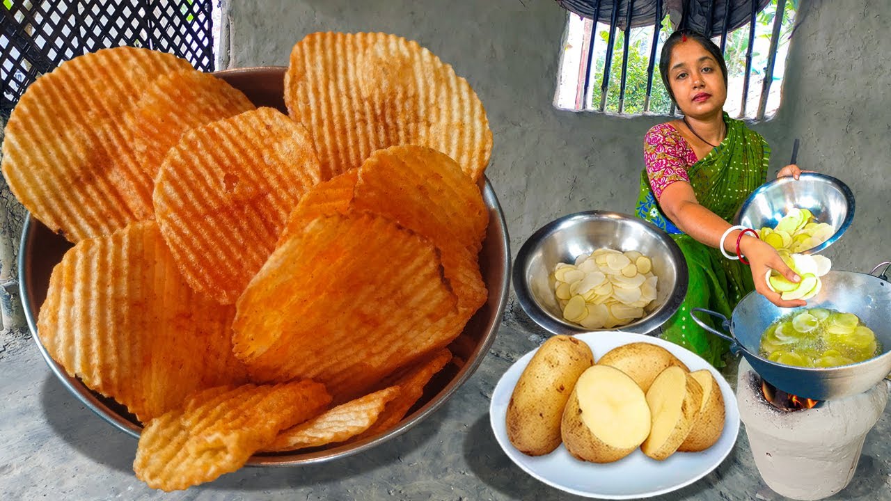 সিদ্ধ করা রোদে দেওয়ার ঝামেলা ছাড়া দোকানের মতো মুচমুচে আলুর চিপস│potato chips recipe in bangla
