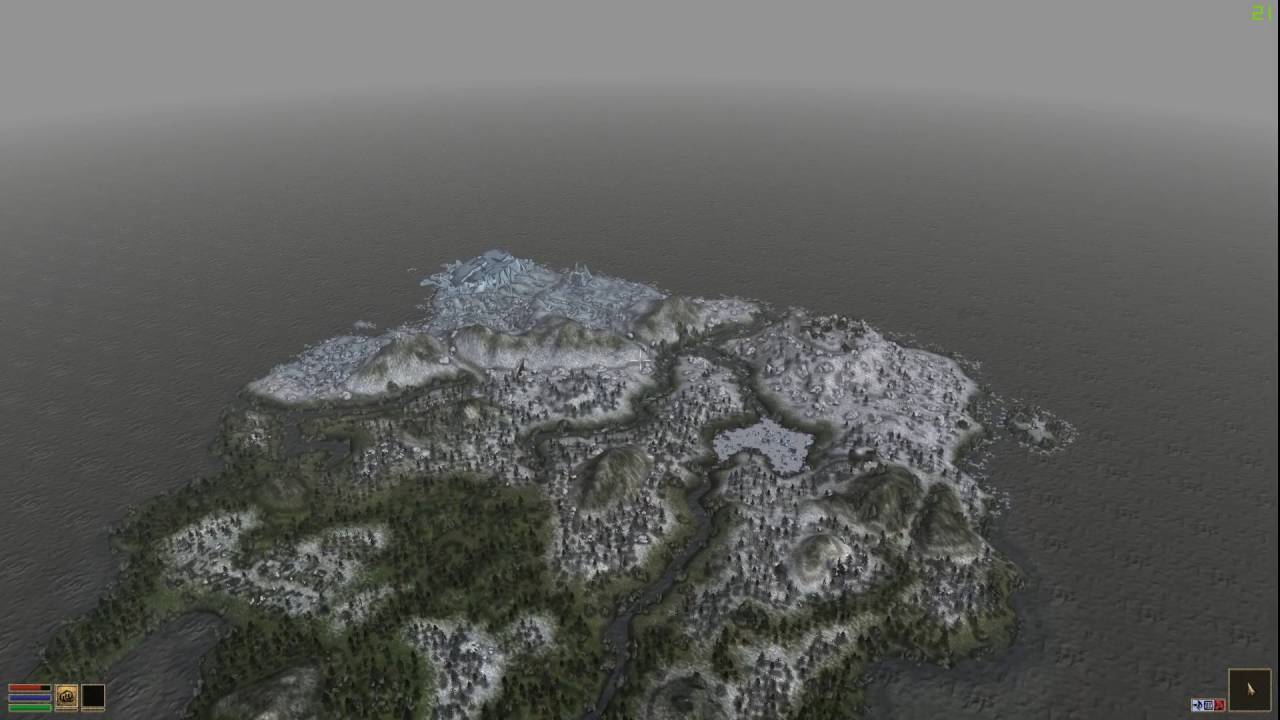 Jumping across Morrowind with huge render distance