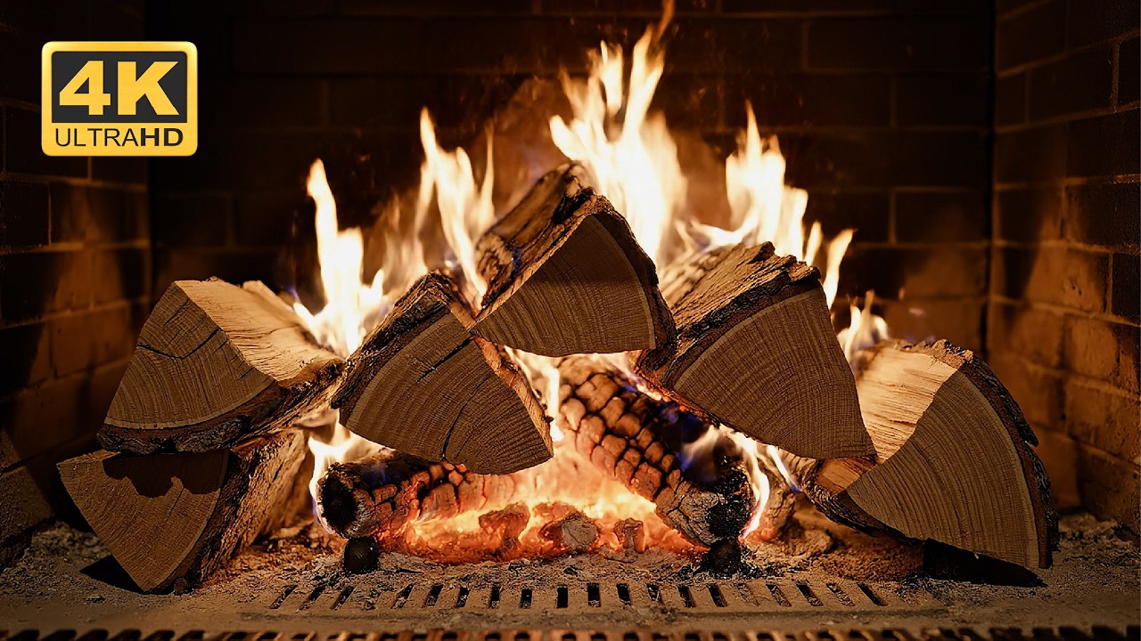 Warm Fireplace Ambience 4K UHD 🔥 Fireplace Sounds for Cozy Nights