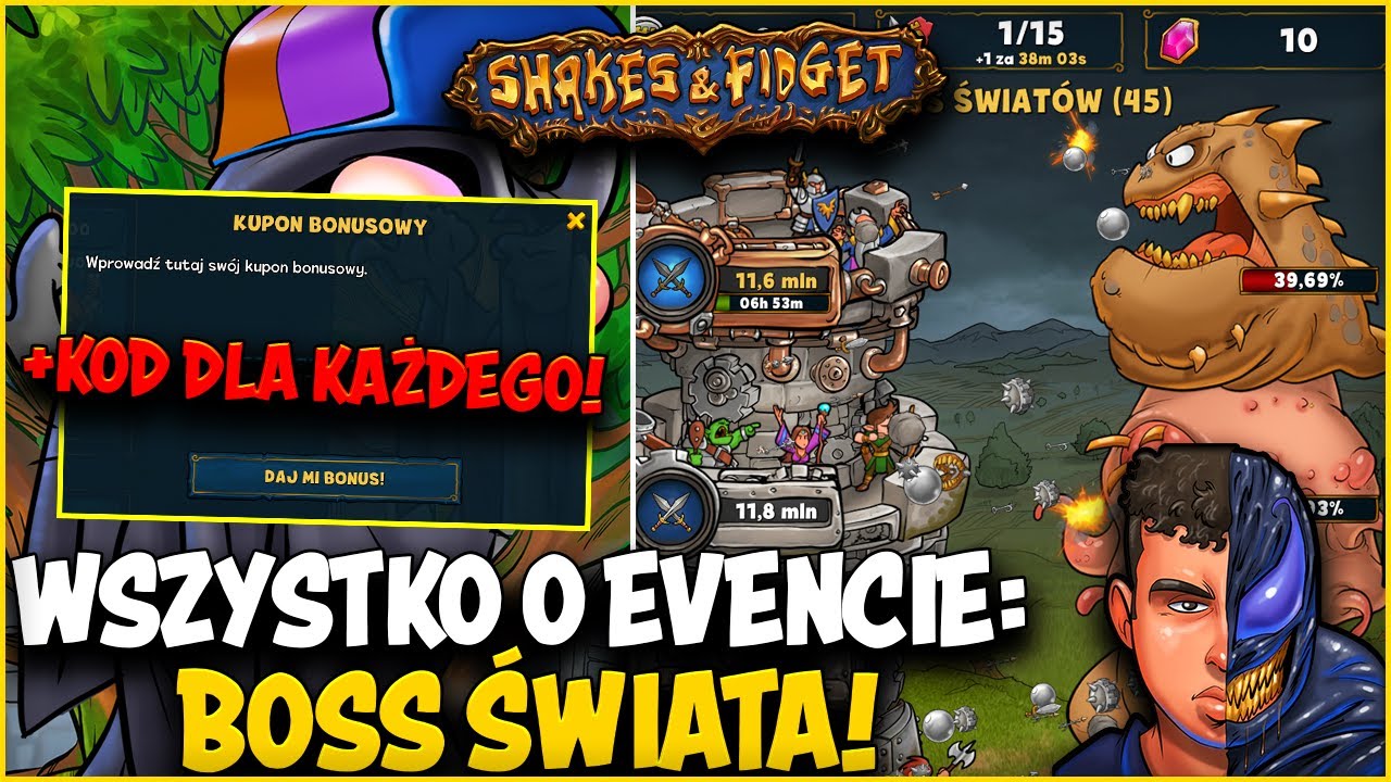 ⭐ KOD DLA KAŻDEGO NA NOWY EVENT / PORADNIK DO BOSSA ŚWIATA (1 EDYCJA) ⭐ SHAKES & FIDGET ⭐ N3UTR4L ⭐