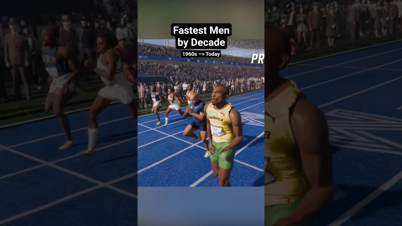 Fastest Men by Decade 100m Sprint Speed Comparison, best times. #edit #trackandfield #athletics