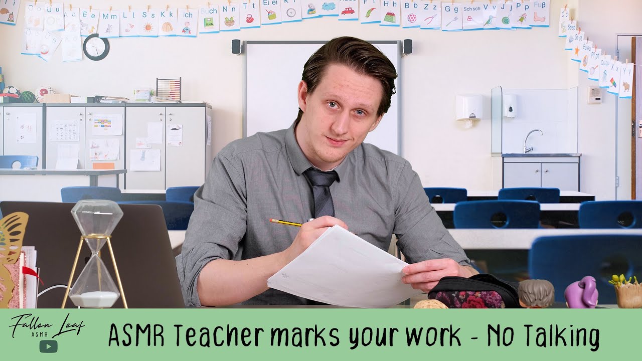 ASMR Teacher marks your work - No Talking, Writing, Inaudible Whispers, Roleplay
