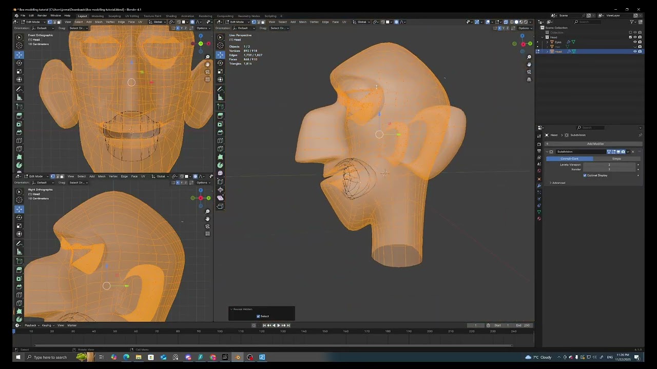 Box modelling the face part 6