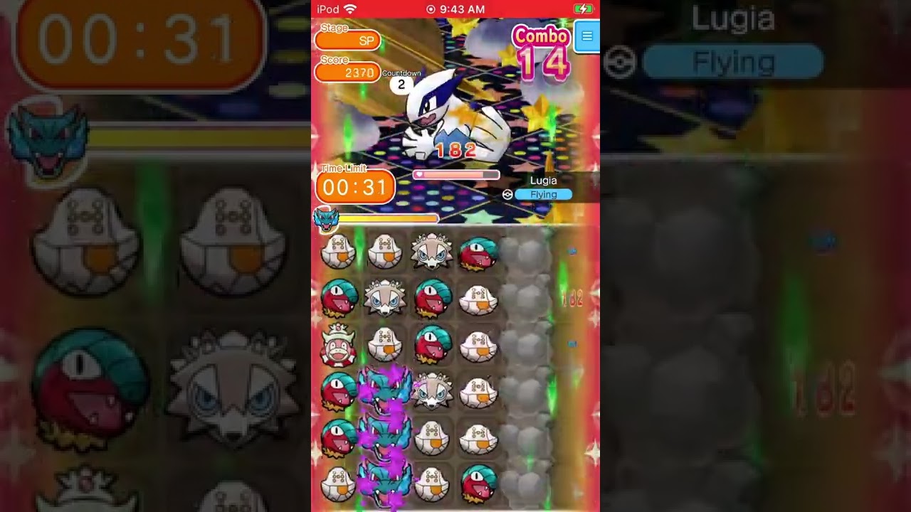 Pokemon Shuffle Mobile - Lugia Pre-Stage 106 ITEMLESS S Rank | Updated Strategy | #shorts